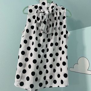 Polka dot bow neck top